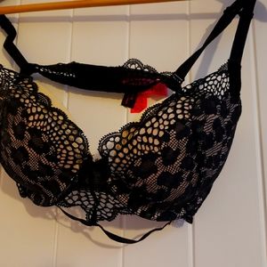 La Senza black lace leopard print Diva Demi-Buste 36C